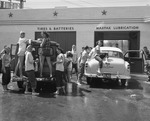Photograph of a Girl Scouts car wash, Henderson, May 1955