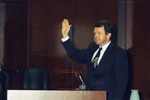 Photograph of Kent Dawson swearing in as a U.S. district court judge, Henderson, Nevada, May 2000