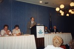 Photograph of John Ralston speaking at Henderson Chamber of Commerce Luncheon held at the Showboat Showboat Hotel and Casino in Las Vegas, 1998