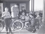 Photograph of a bicycle safety event, Henderson, February 6, 1954