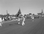 Photograph of majorettes in Industrial Days parade, Henderson, May 7, 1955