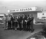 Photograph of the ribbing cutting for the Bank of Nevada drive in window, Henderson, April 1968