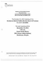 2015-10-08 - Library board meeting cancellation announcement