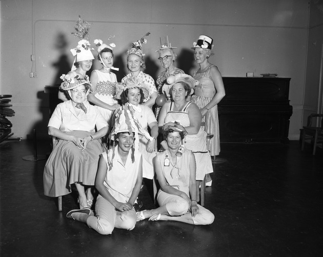 Photograph of a VFW Auxiliary Crazy Hat Contest, Henderson, August 1961