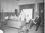 Photograph of Mayor French addressing Henderson's first city council, Henderson, May 27, 1953