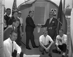 Photograph of the ribbon cutting for a city fallout shelter, Henderson, Nevada, May 26, 1965